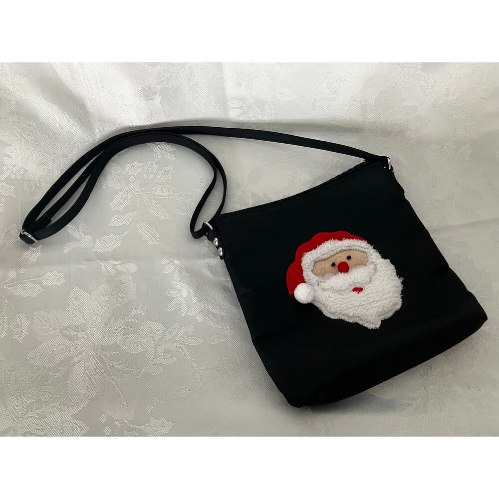 Kim Rogers Black Santa Crossbody Purse Christmas Holiday Adjustable Strap